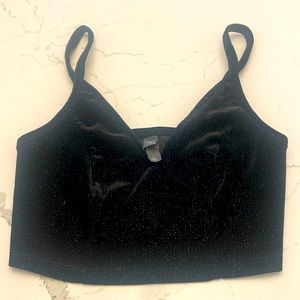 Black velvet, sparkle, crop/bra top. Size small. Unique! Discounted shipping!